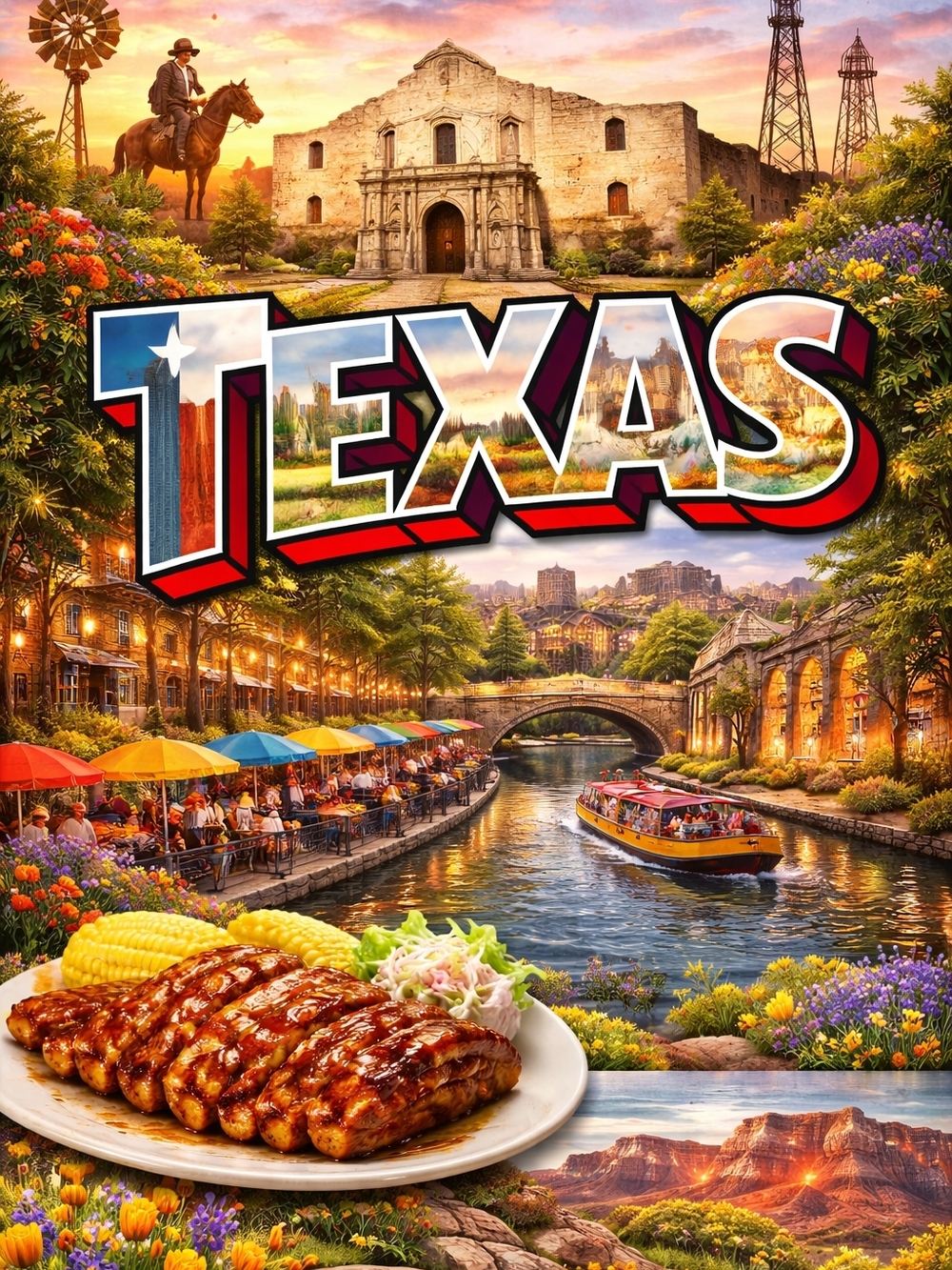 Texas Scenic Art Print - 8x10 Frame - Picture 2 of 2